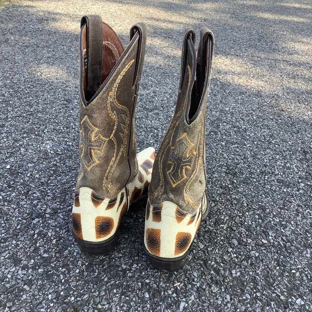 Vintage Nocona RARE Boots Womens 7.5 Leather Animal Print Western Cowboy Cowgirl - Picture 7 of 10